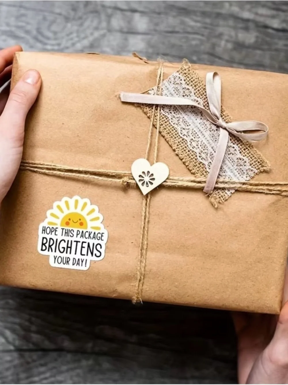 Brightens Your Day Yellow Sun Shipping Stickers - 1 Roll 300